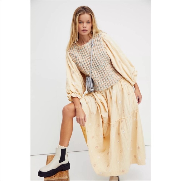 NEW Free People Dahlia Embroidered Maxi Dress - Picture 12 of 15